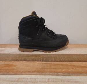 Timberland Euro Hiker Shell Toe Waterproof Boy Sz 13 Black Full Grain Gum Bottom